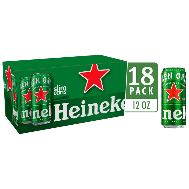 Heineken Lager Beer 12-Oz Botles 18-Pack