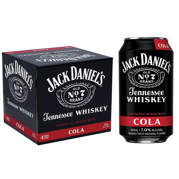 Jack Daniel's No.7 Whiskey & Coca Cola Cocktail 4-Pack Can