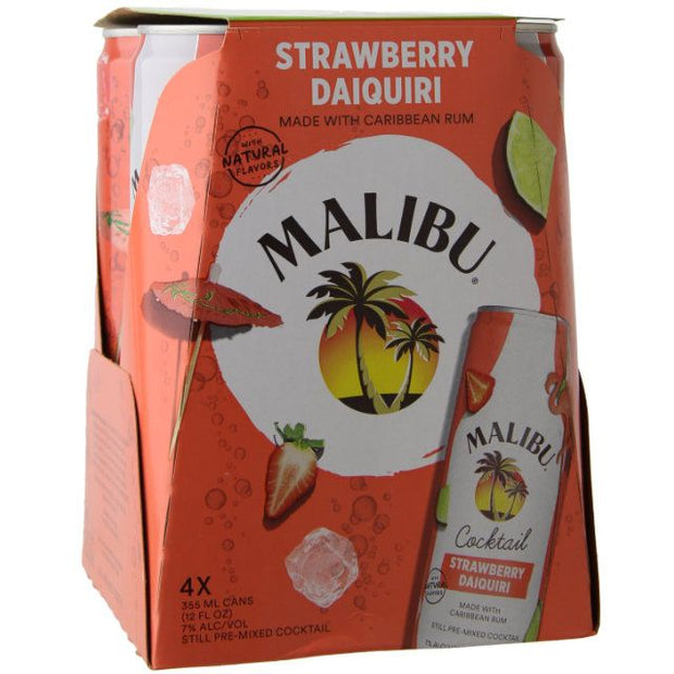 Malibu Strawberry Daiquiri Cocktail 355ml Can 4-Pack