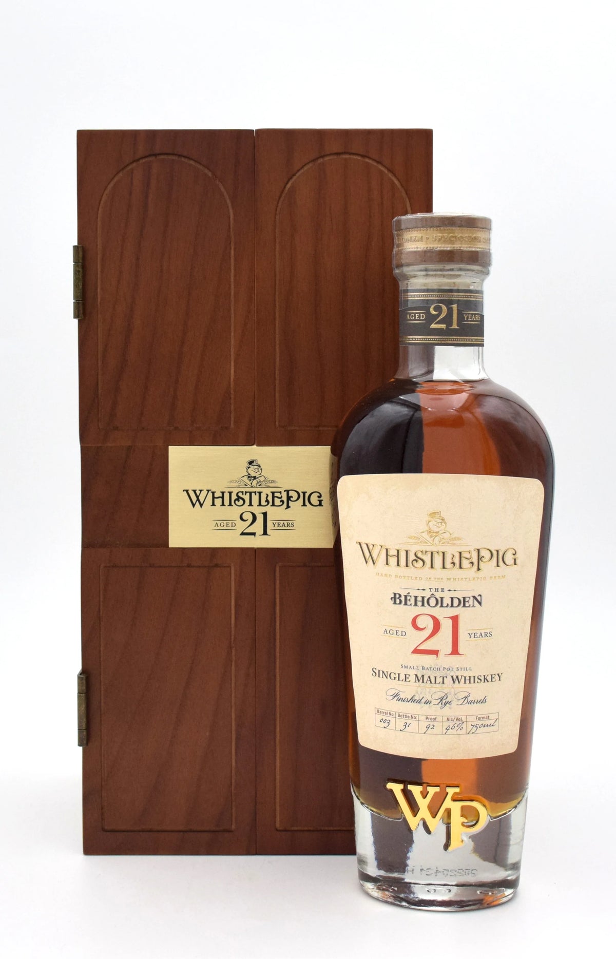 whistlepig single malt whiskey the beholden finished in rye b 21 yr 92